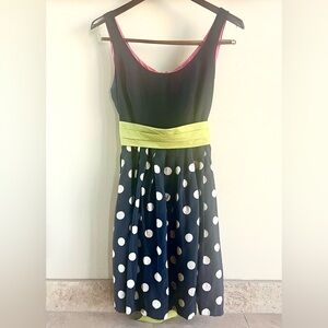 Corey Lynn Calter “Slice of Lime” Polka Dot Fit & Flare Dress Retro Preppy Sz. 2